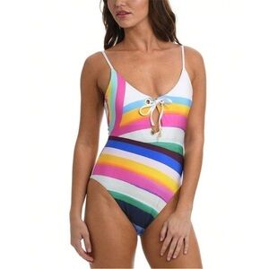 Sunshine 79 V-Plunge Striped One-Piece Swimsuit